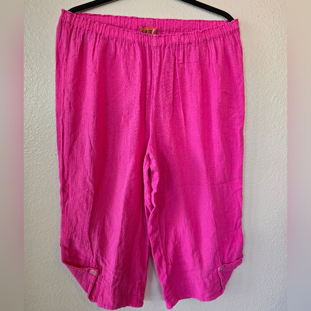 Oh My Gauze! Pink Capris Elastic Waist